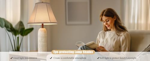 KD Lamp Shades Set of 2, 6x12x8.5 inch Natural Linen Lamp Shades for Table La...