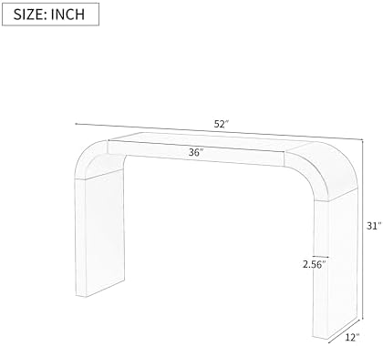 52" Curved Console Table for Entryway Modern Arched Console Table Entry ...