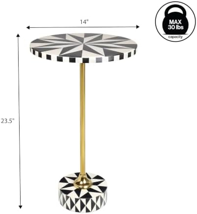 JONATHAN Y Calix 23.5" Round Compass Rose Pedestal Drink Table, Black | ...