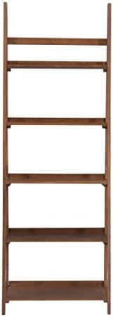 Linon Melissa Walnut Mid-Century 5 Shelf Bookcase
