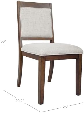 HomePop Open Back Upholstered Wood Frame Dining Chairs -Neutral Textured Soli...