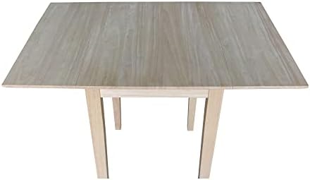 IC International Concepts Solid Wood Small Drop Leaf Table, Unfinished