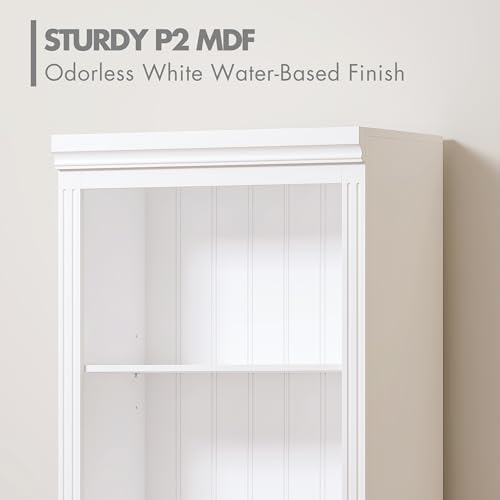 Spirich White Bookshelf, 5-Tier Tall Bookcase with Adjustable Shelves