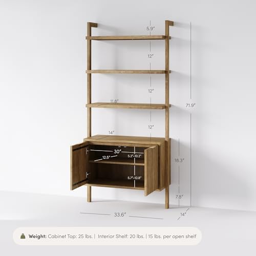 Nathan James Jasper 3-Shelf Solid Wood Boho Bookshelf, Wall Mounted Bookshelf...