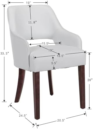 Faux Leather Upholstered Dining Chairs Set of 4 with Arms