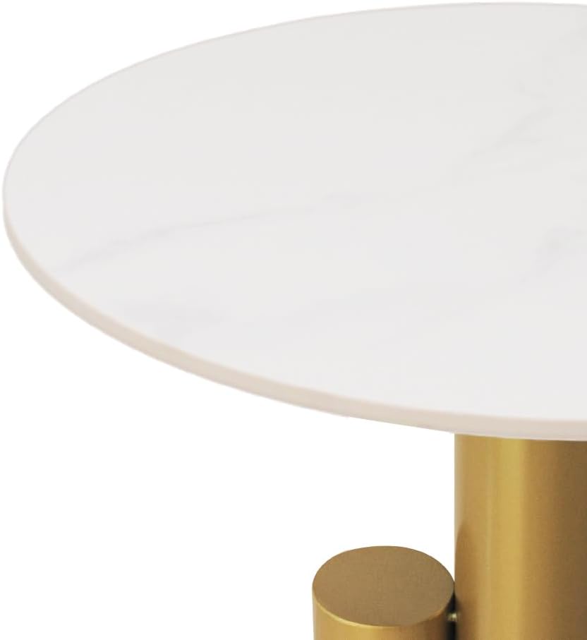Side Table with Marble Top Metal White End Table Modern Sofa Side End Table C...