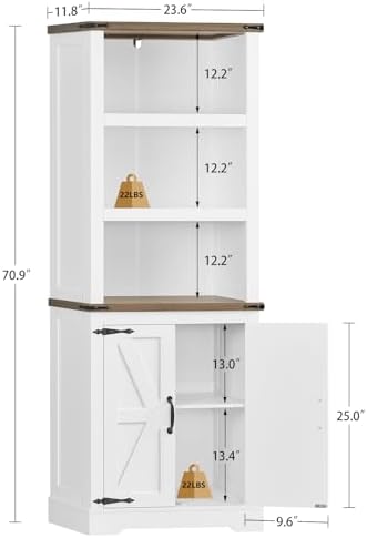 TEENFON 70.9in Tall Storage Cabinet with Adjustable Shelves, Kitchen Pantry C...