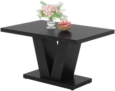 Tribesigns 47-Inch Dining Table for 4, Black Kitchen Dinner Table with Heavy ...
