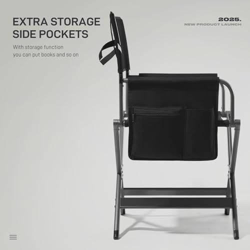 EVER ADVANCED Aluminum Lightweight Directors Chair Foldable, Folding Studio M...