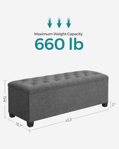 SONGMICS Storage Ottoman Bench, Foot Rest with Legs, Load up to 661.4 lb | En...