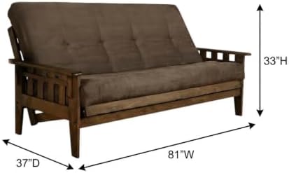 Kodiak Furniture Tucson Full Size Futon Set in Rustic Walnut Finish, Suede Gray