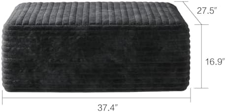 37.4" Plush Corduroy Ottoman, Upholstered Cloud Ottoman for Couch in a B...