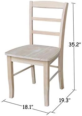 IC International Concepts Set of 2 Madrid Solid Wood Chairs, Unfinished