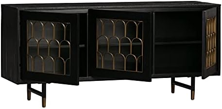 TOV Furniture The The Gatsby Collection Art Deco Brass Dark Acacia Wood Buffe...