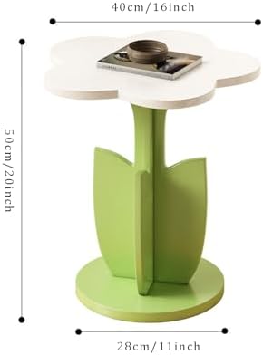 Flower Shaped Wood End Table, Cute Accent Side Table for Living Room & Be...