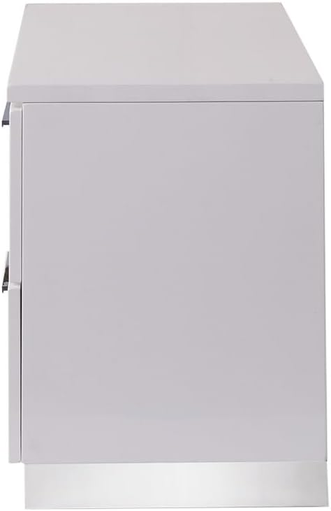 2 Drawers Nightstand with Chrome Legs, White,for Small Spaces