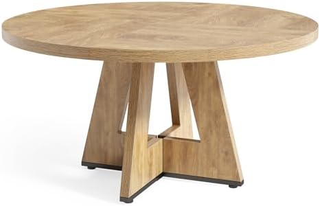 LITTLE TREE Round Dining Table for 4-6 People, 47 Inches Dining Room Table wi...