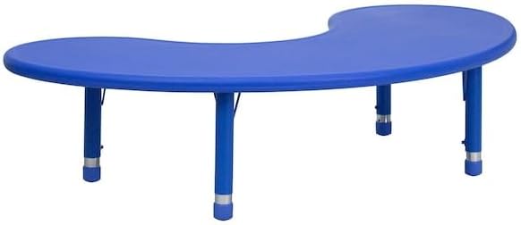 Flash Furniture 35''W x 65''L Half-Moon Blue Plastic Height A...