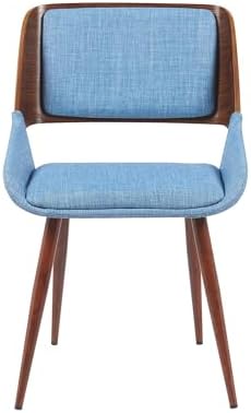 Armen Living Panda Mid-Century Upholstered Dining Chair in Walnut Finish with...