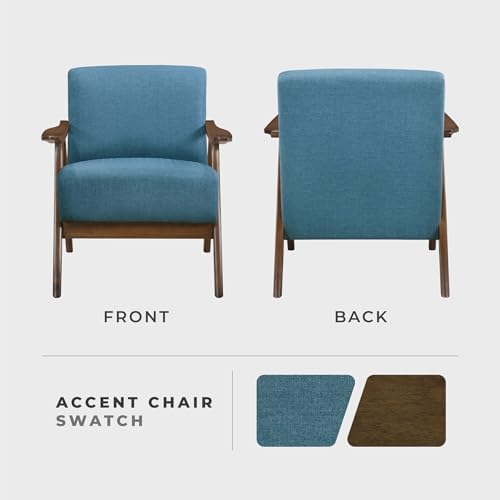 Lexicon Mid Century Modern Accent Chair with Solid Wood Frame in Walnut Finis...