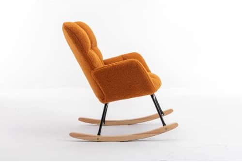 Rocking Chair, Upholstered Teddy Fabric Glider Chair, Lounge Accent Armchair ...