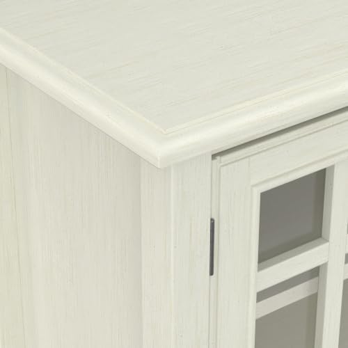 SIMPLIHOME Connaught 46" Wide Solid Wood Tall Cabinet in Antique White