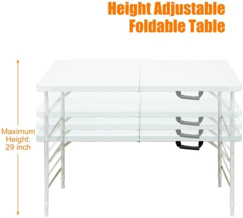 Folding Table 4FT, Heavy Duty Portable Plastic Folding Table with Handle, Ant...