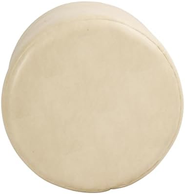 Spatial Order 18" Round Ottoman - Cream Faux Leather