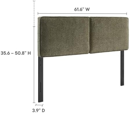 Pemberly Row Queen Headboard, Boucle Fabric Upholstery, Sage Green, Pillow-St...