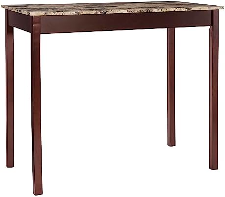 Linon Brown 3-Piece Table Faux Marble Tavern Set, 42" w x 22.25" d ...