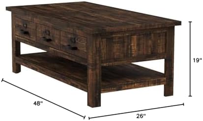 Jofran: , Cannon Valley, Rectangle Cocktail Table, 48"W X 26"D X 19...