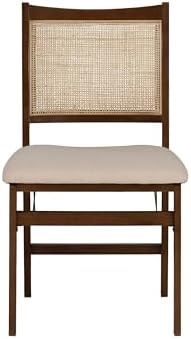 Powell Kasi Brown and Natural Rattan Cane Fully Assembled Foldable Wooden Din...