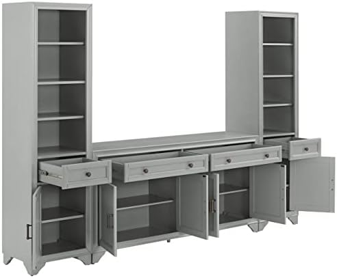 Crosley Furniture Tara 3-Piece Farmhouse Sideboard & Bookcase Set