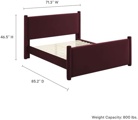 Modway Rael Queen Platform Bed Frame with Upholstered Headboard and Footboard...