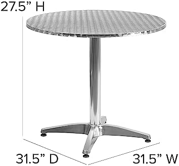 Flash Furniture 31.5 in Aluminum Indoor/Outdoor Round Table with Base