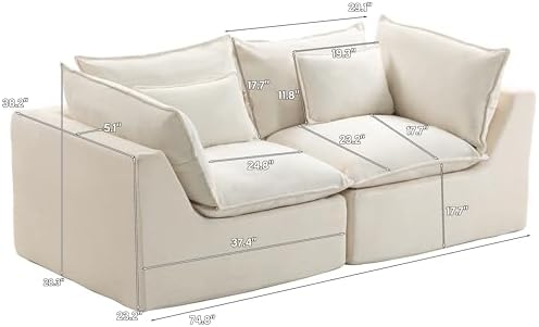 Couch Sectional Sofas Cloud Couches for Living Room | Loveseat L U Shaped Mod...