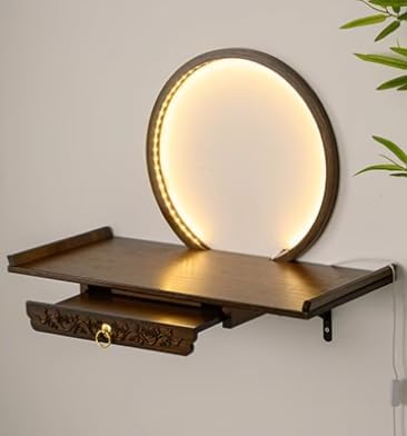 Wall-Mounted Buddha Statue Stand with LED, Small Buddhist Shrine Altar Table,...
