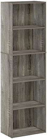 Furinno LUDER Book Shelf, 5-Tier Bookshelf, Bookcase with Open Shelves, 9.4 x...