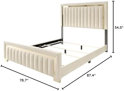HOME DESIGN Olathe King Size Upholstered Panel Bed Frame, Vertical Channel Tu...