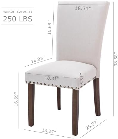 COLAMY Upholstered Parsons Dining Chairs Set of 2, Fabric Dining Room Kitchen...