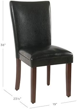 HomePop Parsons Upholstered Accent Dining Chair, Set of 2, Black Faux Leather