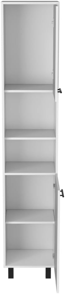 79" White Kitchen Storage Cabinet - 2 Open Shelves & 3 Internal | Pa...