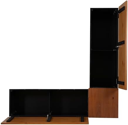 Linon Harris Black and Walnut Backless Kitchen Dining Nook with Hidden Storag...