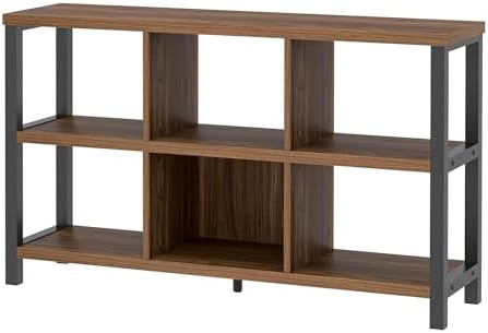 FOLUBAN 6 Cube Storage Organizer Bookshelf, Industrial Horizontal Low Cubby B...