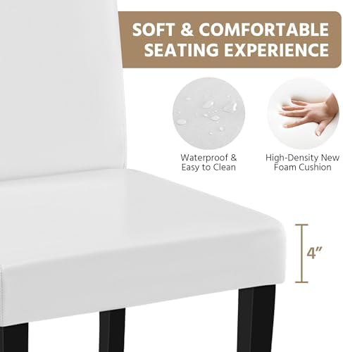 Yaheetech Dining Chairs Set of 2 Upholstered Kitchen Chairs White