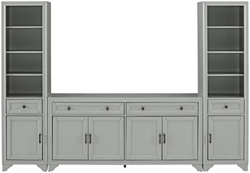 Crosley Furniture Tara 3-Piece Farmhouse Sideboard & Bookcase Set