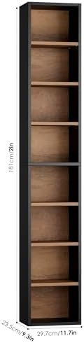 FOTOSOK Bookshelf Bookcase 8-Tier Narrow Bookshelf Tall CD Media Tower Rack