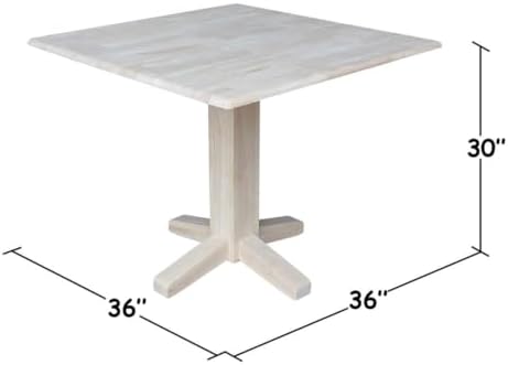 IC International Concepts 36" Solid Wood Square Dual Drop Leaf Dining Table