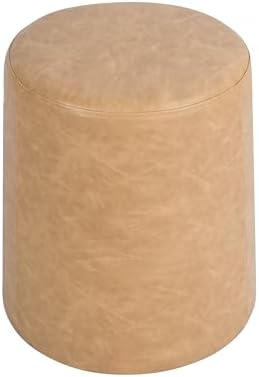 HomePop 17" Organic Shape Ottoman - Sand Faux Leather