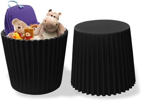2xhome Modern Industrial Minimalist Stackable Round Storage Basket Stool, Ind...